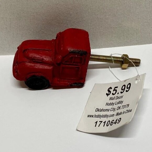 Vintage Drawer Pull Polyresin Red Truck Handle Cabinet Door Dresser Knob NWT - Picture 2 of 10